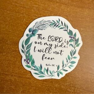 Inspirational Sticker with‎ Green and Purple Wreath